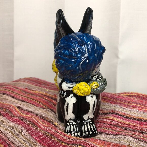 Angel Cherub Dia de Muertos Day of the Dead 5-1/4" Yellow and Blue - Picture 3 of 10